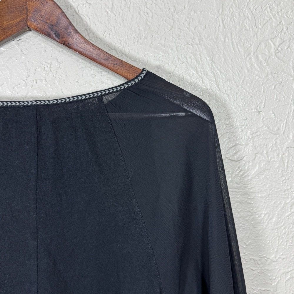 Akemi + Kin Anthropologie Top XS Fenn Black Boho Sheer Babydoll Peasant OB553735 - Picture 7 of 12